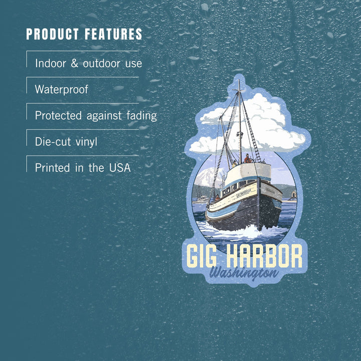 Gig Harbor, Washington, Shenandoah, Contour, Vinyl Sticker Sticker Lantern Press 