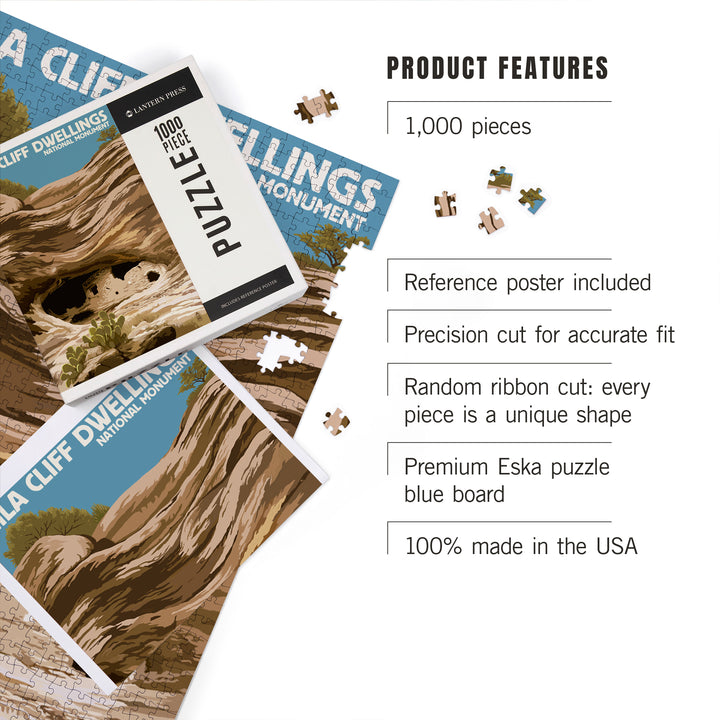 Gila Cliff Dwellings National Monument, New Mexico, Jigsaw Puzzle Puzzle Lantern Press 