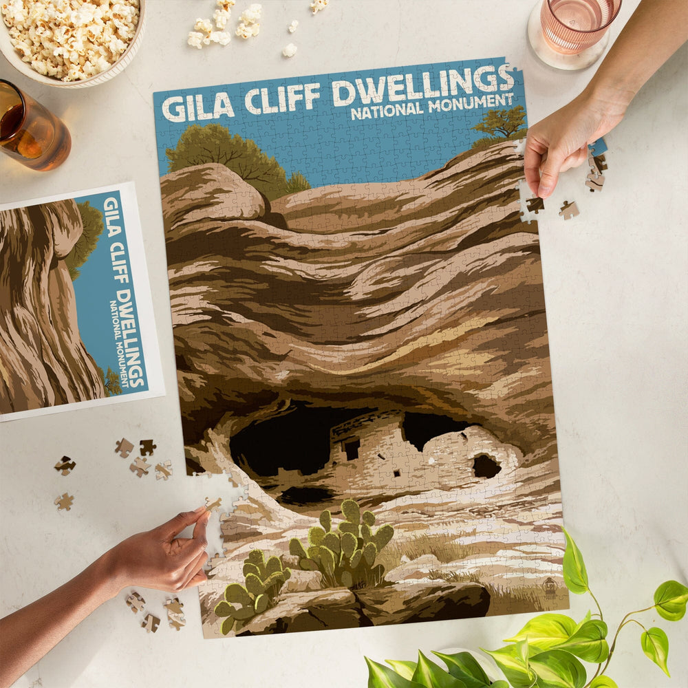 Gila Cliff Dwellings National Monument, New Mexico, Jigsaw Puzzle Puzzle Lantern Press 