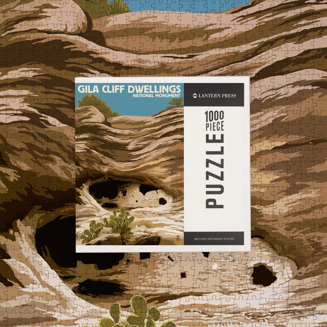 Gila Cliff Dwellings National Monument, New Mexico, Jigsaw Puzzle Puzzle Lantern Press 