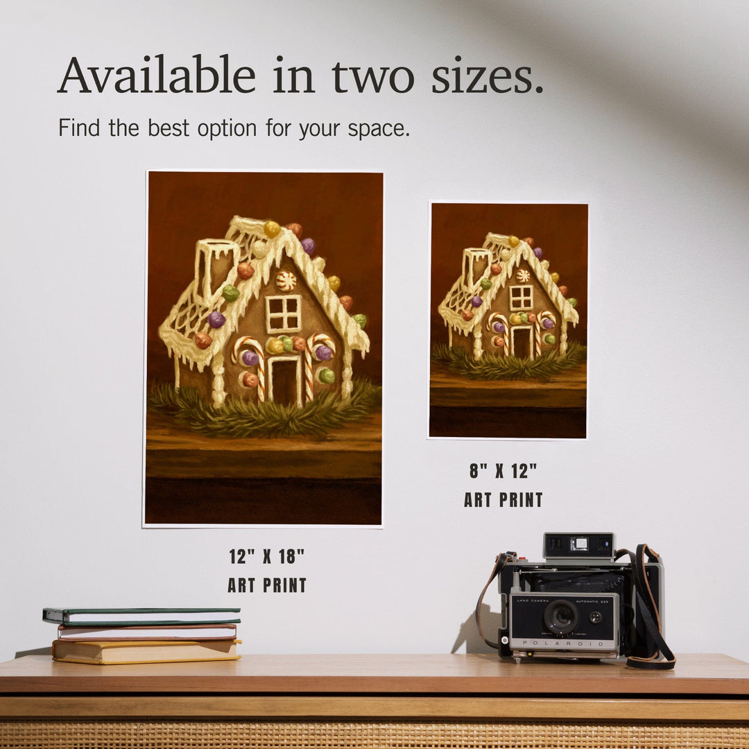 Gingerbread House, Christmas Oil Painting, Art & Giclee Prints Art Lantern Press 