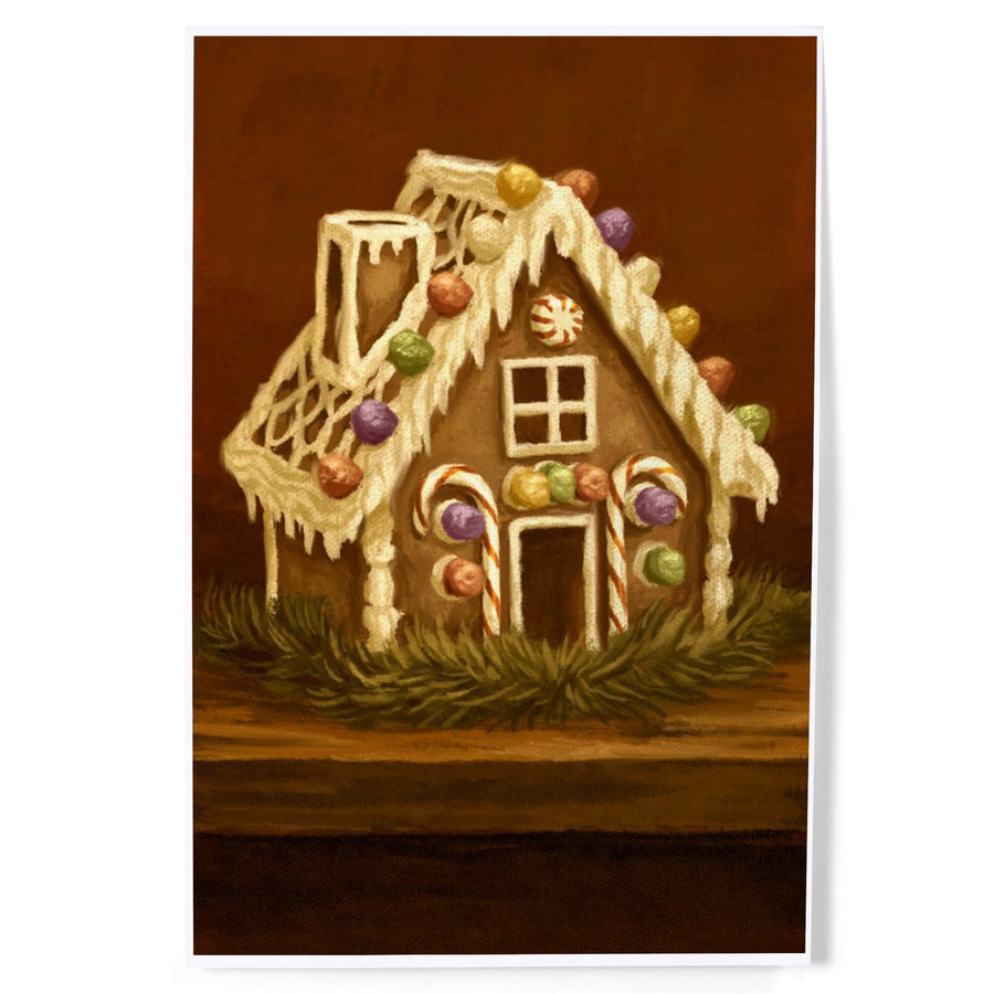 Gingerbread House, Christmas Oil Painting, Art & Giclee Prints Art Lantern Press 