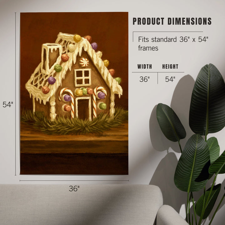 Gingerbread House, Christmas Oil Painting, Art & Giclee Prints Art Lantern Press 