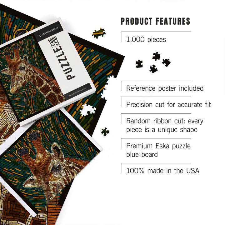 Giraffe, Mosaic, Jigsaw Puzzle Puzzle Lantern Press 