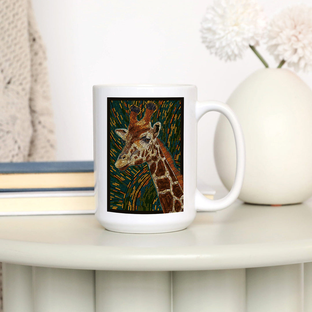 Giraffe, Mosaic, Lantern Press Artwork, Ceramic Mug Mugs Lantern Press 