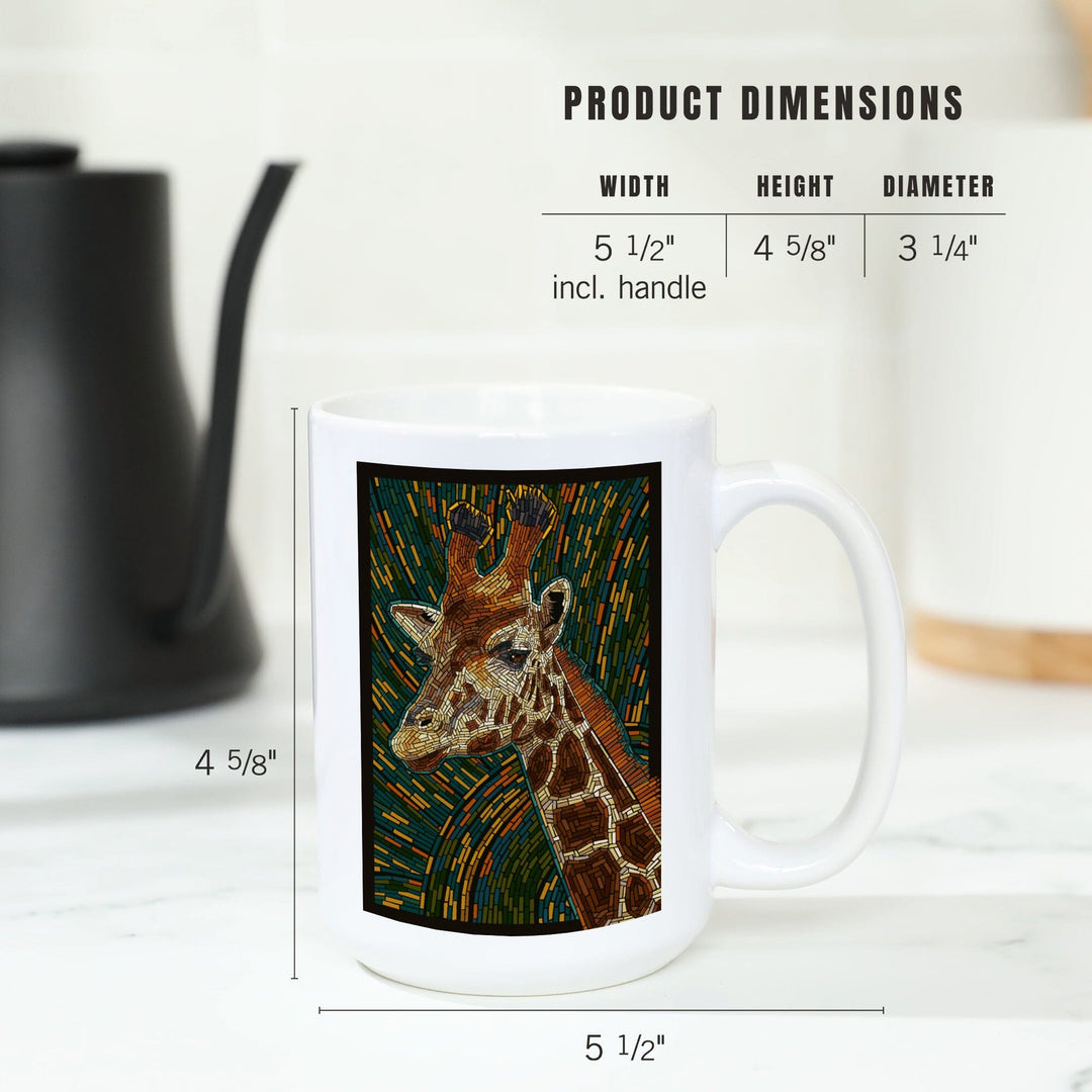 Giraffe, Mosaic, Lantern Press Artwork, Ceramic Mug Mugs Lantern Press 