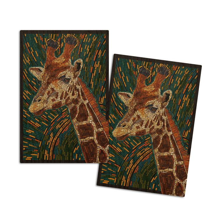Giraffe, Mosaic, Lantern Press Artwork, Wood Signs and Postcards Wood Lantern Press 4x6 Wood Postcard Set 