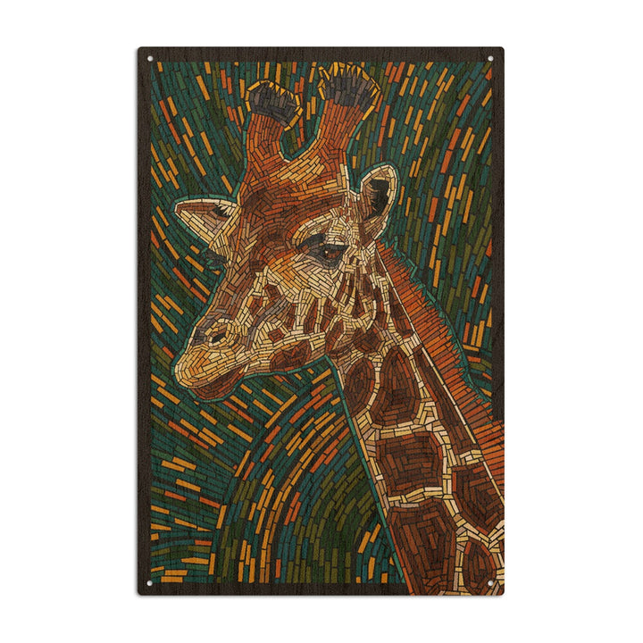 Giraffe, Mosaic, Lantern Press Artwork, Wood Signs and Postcards Wood Lantern Press 6x9 Wood Sign 