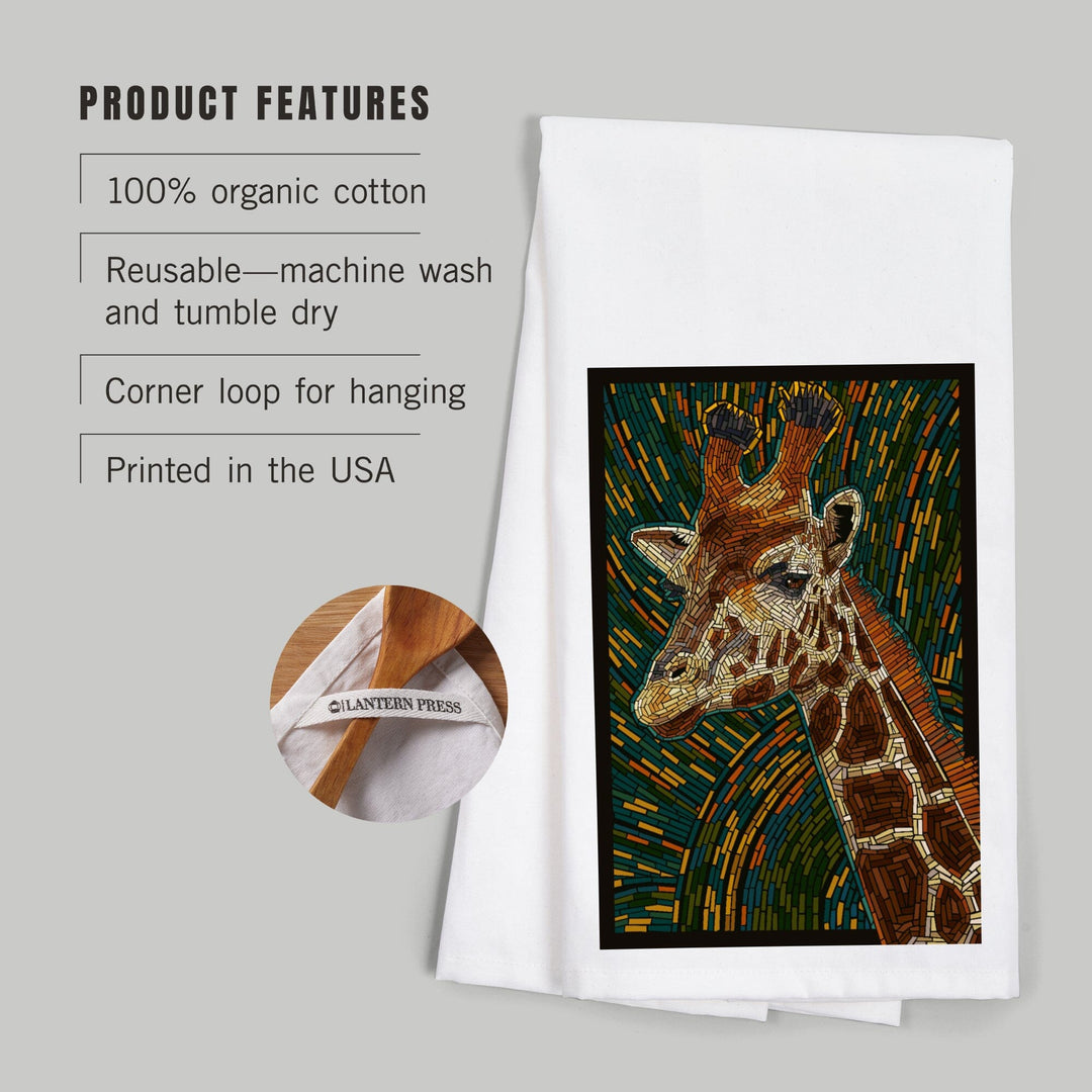 Giraffe, Mosaic, Organic Cotton Kitchen Tea Towels Kitchen Lantern Press 