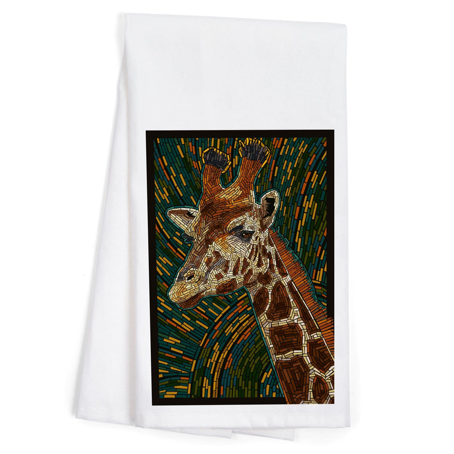 Giraffe, Mosaic, Organic Cotton Kitchen Tea Towels Kitchen Lantern Press 
