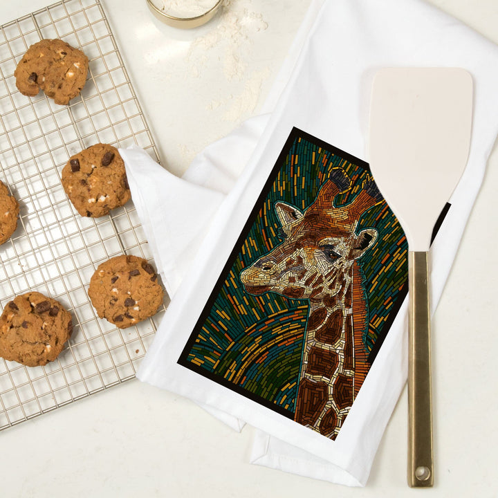 Giraffe, Mosaic, Organic Cotton Kitchen Tea Towels Kitchen Lantern Press 