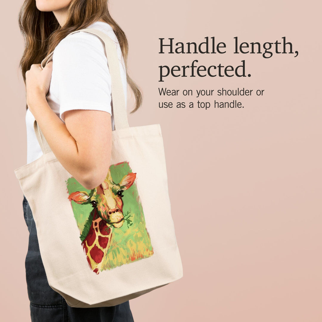 Giraffe, Vivid, Lantern Press Artwork, Tote Bag - Lantern Press