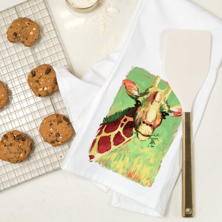 Giraffe, Vivid, Organic Cotton Kitchen Tea Towels Kitchen Lantern Press 