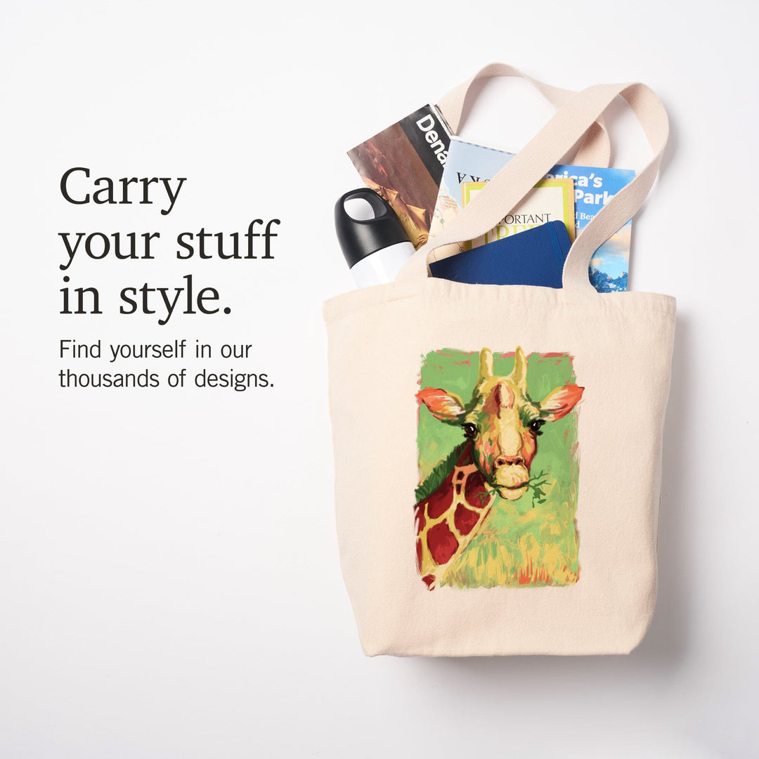 Giraffe, Vivid, Tote Bag Totes Lantern Press 