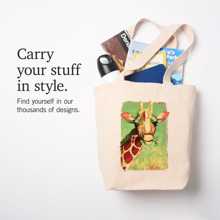 Giraffe, Vivid, Tote Bag Totes Lantern Press 
