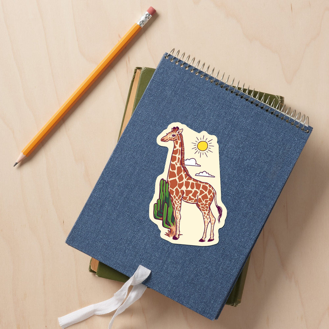 Giraffe, Whimsical Doodle Style, Contour, Vinyl Sticker Sticker Lantern Press 