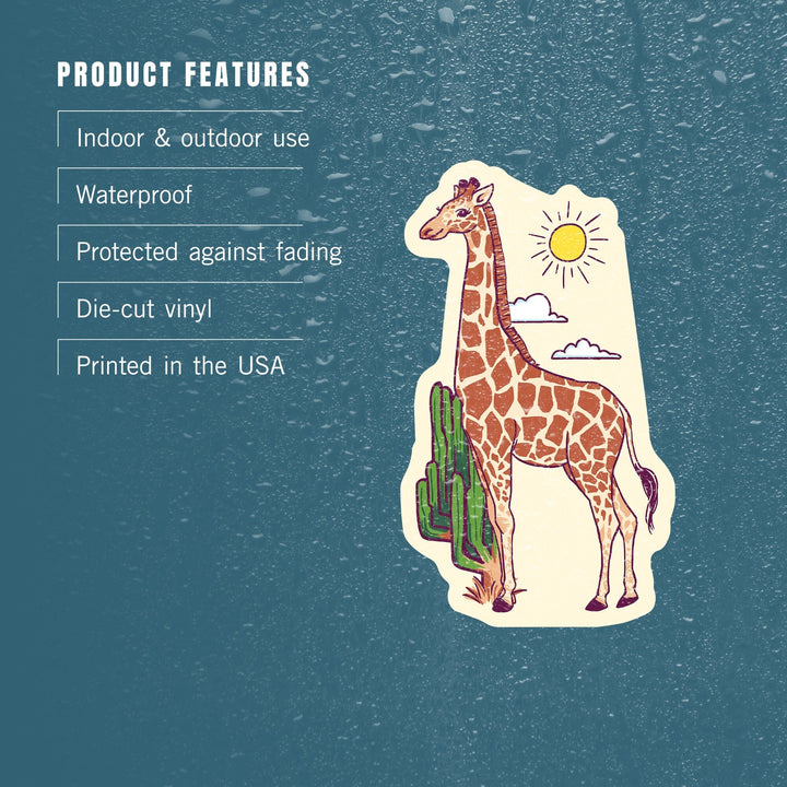 Giraffe, Whimsical Doodle Style, Contour, Vinyl Sticker Sticker Lantern Press 