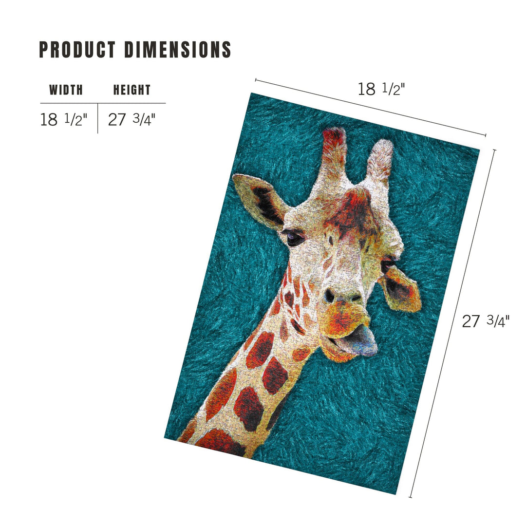 Giraffe with Tongue Out, Van Gogh Style, Jigsaw Puzzle Puzzle Lantern Press 