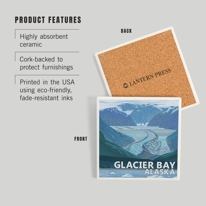 Glacier Bay, Alaska, Glacier Scene, Coasters Coasters Lantern Press 
