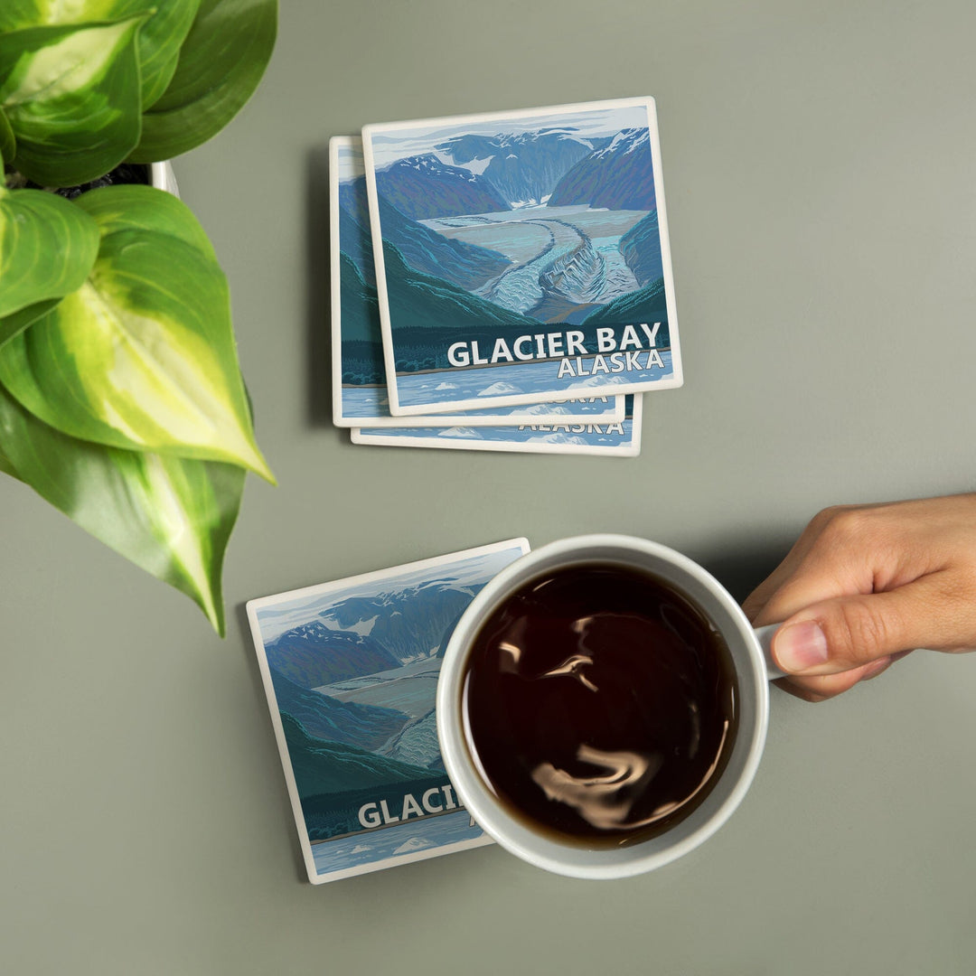 Glacier Bay, Alaska, Glacier Scene, Lantern Press Artwork, Coaster Set - Lantern Press