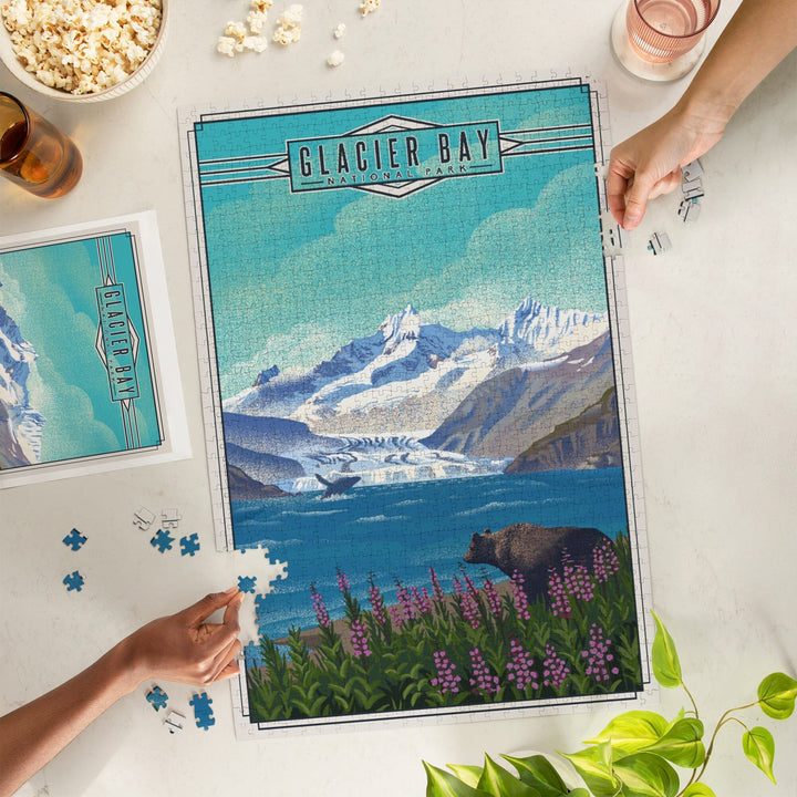 Glacier Bay National Park, Alaska, Lithograph National Park Series, Jigsaw Puzzle Puzzle Lantern Press 