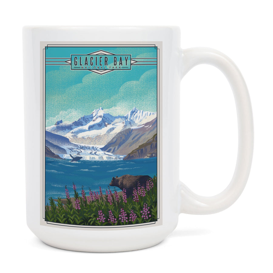 Glacier Bay National Park, Alaska, Lithograph National Park Series, Lantern Press Artwork, Ceramic Mug Mugs Lantern Press 