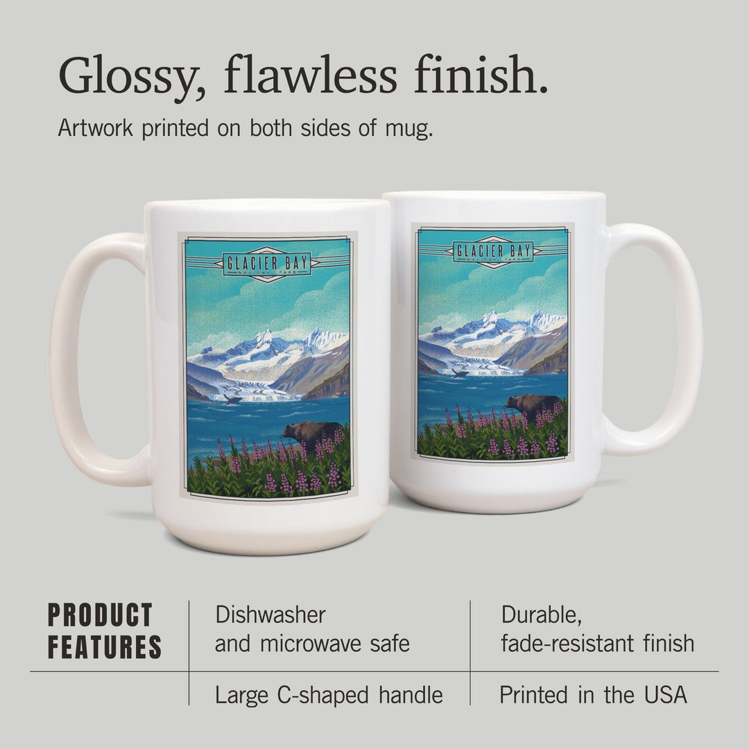Glacier Bay National Park, Alaska, Lithograph National Park Series, Lantern Press Artwork, Ceramic Mug Mugs Lantern Press 