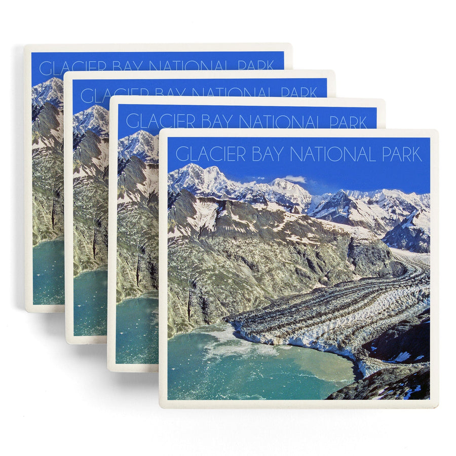 Glacier Bay National Park, Alaska, Mountain View, Lantern Press Photography, Coaster Set - Lantern Press