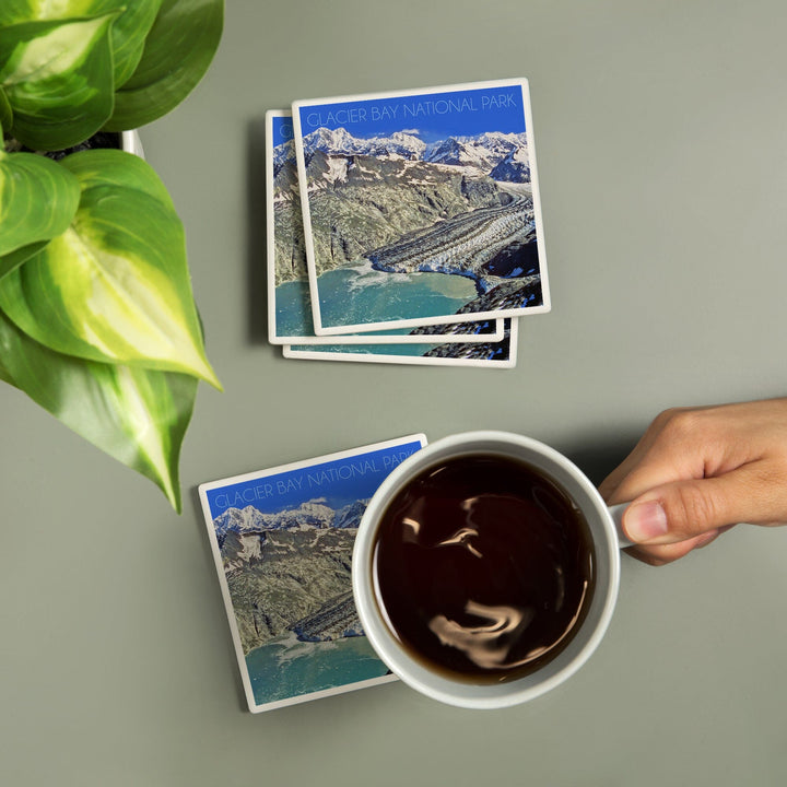 Glacier Bay National Park, Alaska, Mountain View, Lantern Press Photography, Coaster Set - Lantern Press