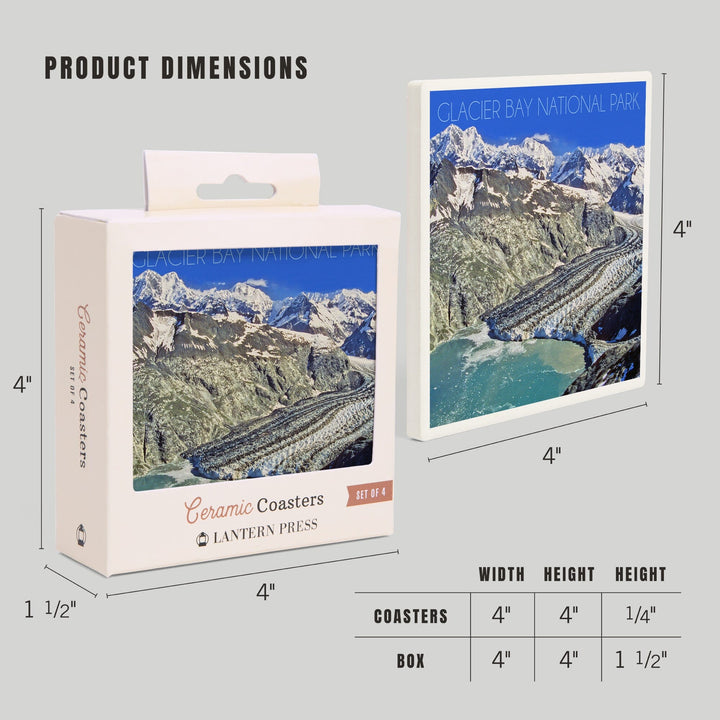 Glacier Bay National Park, Alaska, Mountain View, Lantern Press Photography, Coaster Set - Lantern Press