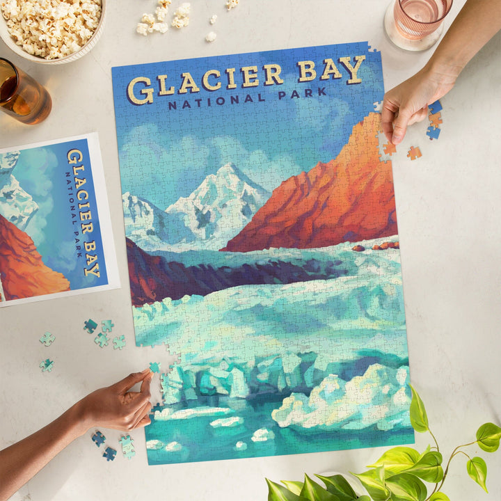 Glacier Bay National Park, Alaska, Oil Painting, Jigsaw Puzzle Puzzle Lantern Press 