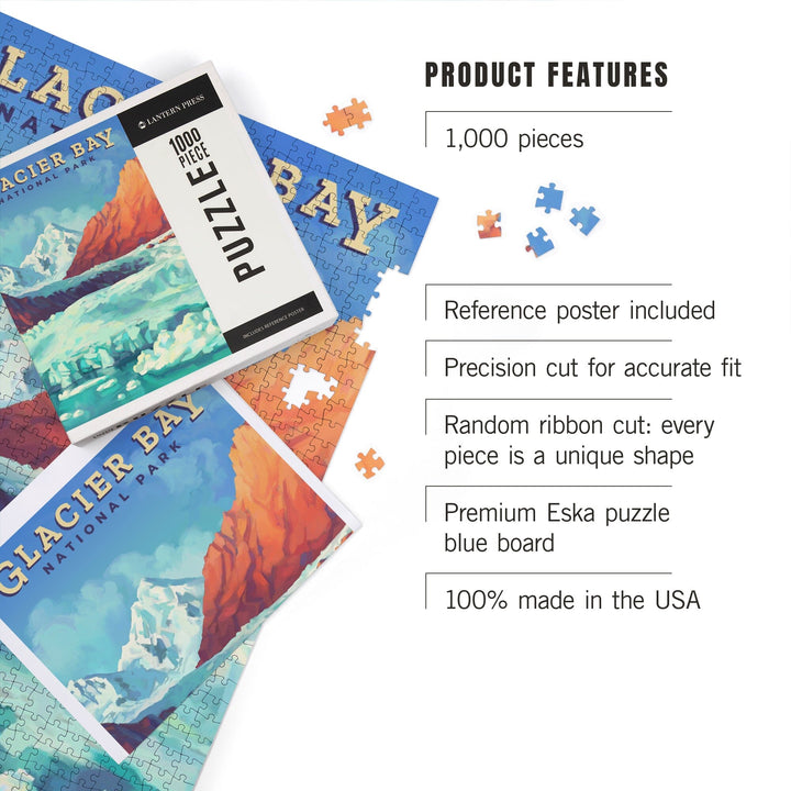 Glacier Bay National Park, Alaska, Oil Painting, Jigsaw Puzzle Puzzle Lantern Press 