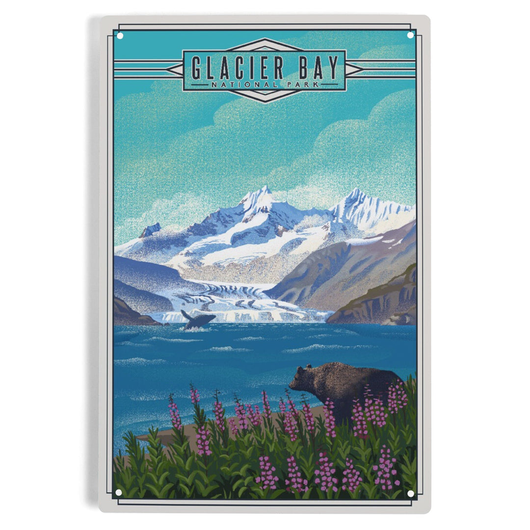 Glacier Bay National Park and Preserve, Alaska, Lithograph National Park Series, Metal Signs Metal Lantern Press 