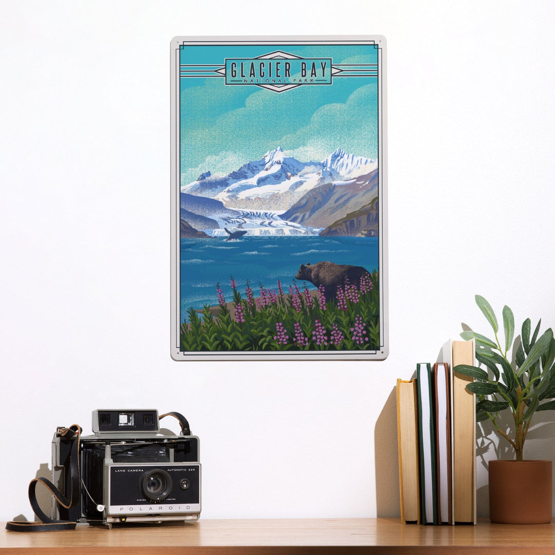 Glacier Bay National Park and Preserve, Alaska, Lithograph National Park Series, Metal Signs Metal Lantern Press 