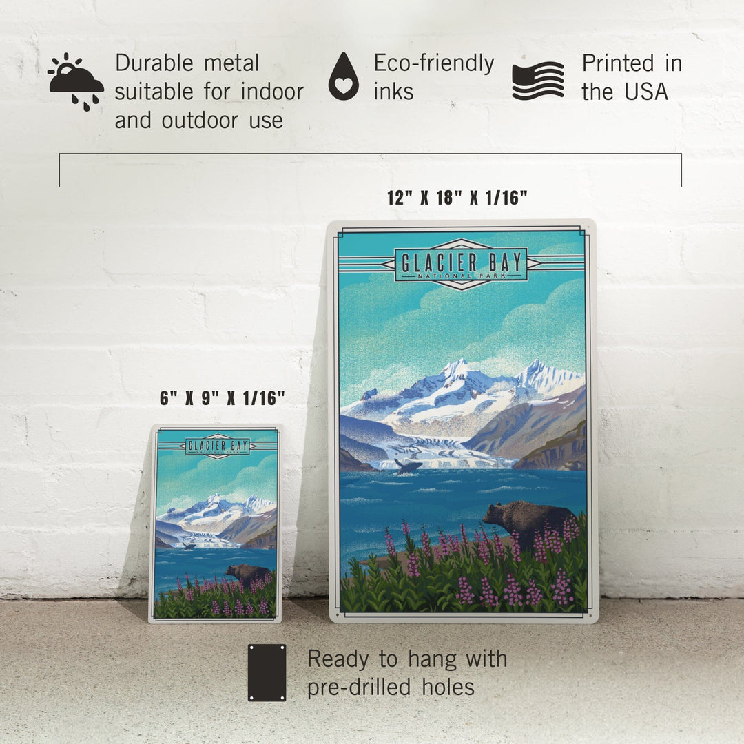 Glacier Bay National Park and Preserve, Alaska, Lithograph National Park Series, Metal Signs Metal Lantern Press 