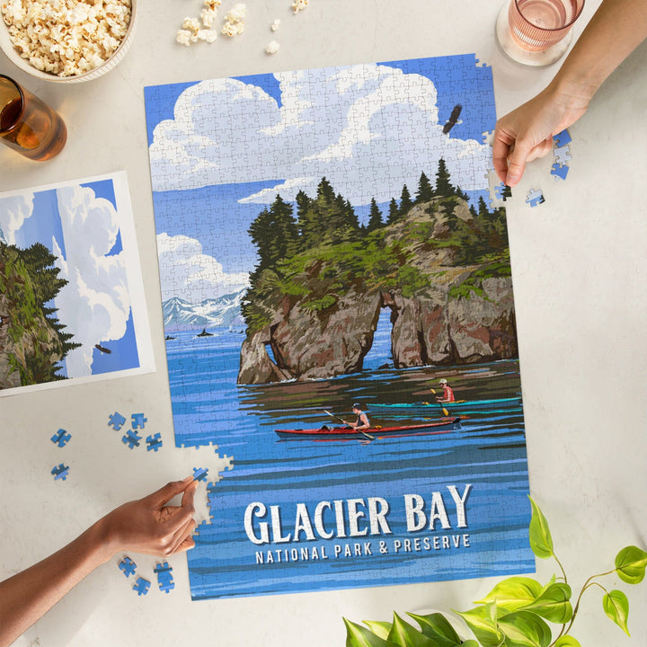 Glacier Bay National Park and Preserve, Alaska, Painterly National Park Series, Jigsaw Puzzle - Lantern Press