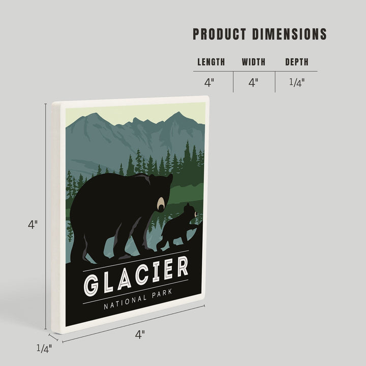Glacier National Park, Black Bear and Cub, Coasters Coasters Lantern Press 