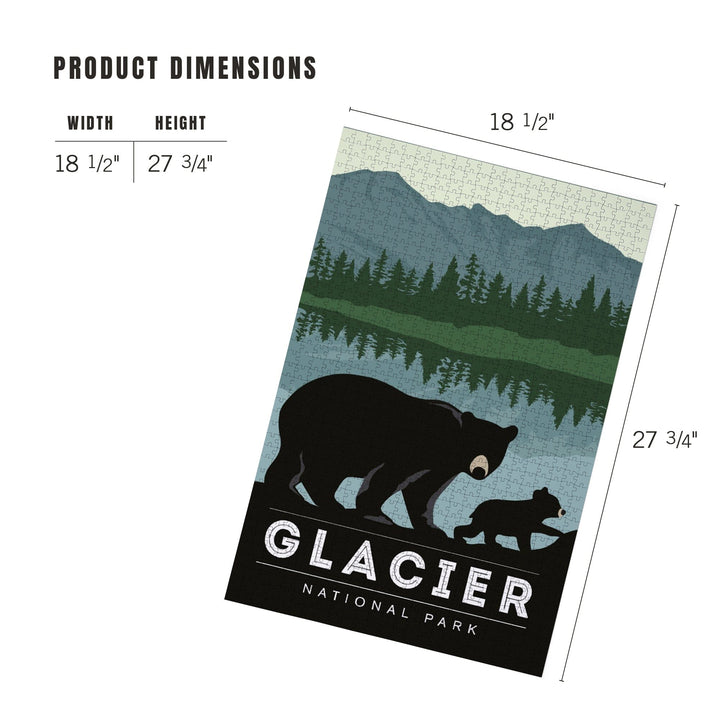 Glacier National Park, Black Bear and Cub, Jigsaw Puzzle Puzzle Lantern Press 