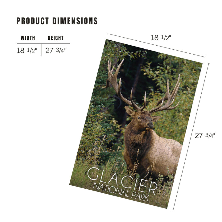 Glacier National Park, Elk Bull, Jigsaw Puzzle Puzzle Lantern Press 