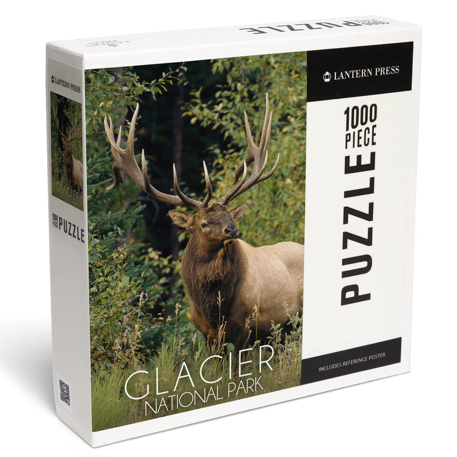 Glacier National Park, Elk Bull, Jigsaw Puzzle Puzzle Lantern Press 