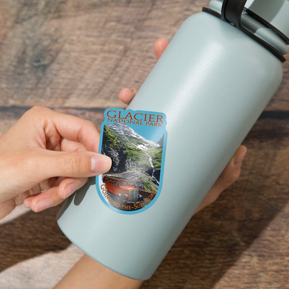Glacier National Park, Go-To-The-Sun Road, Contour, Vinyl Sticker Sticker Lantern Press 