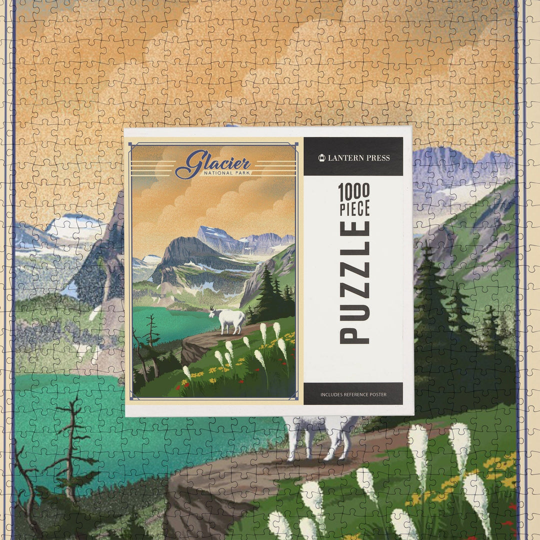 Glacier National Park, Lithograph, Jigsaw Puzzle Puzzle Lantern Press 