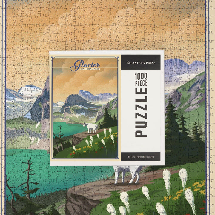 Glacier National Park, Lithograph, Jigsaw Puzzle Puzzle Lantern Press 