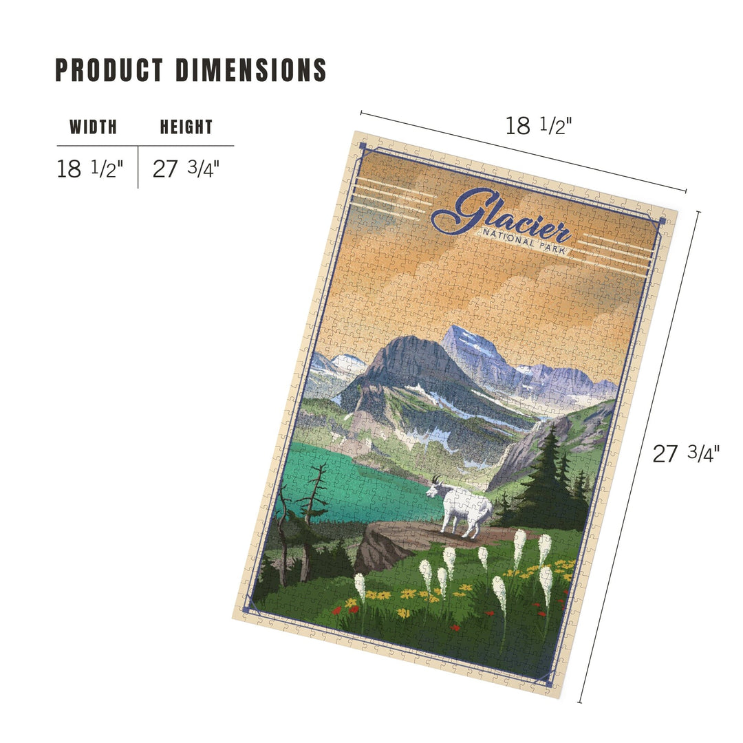 Glacier National Park, Lithograph, Jigsaw Puzzle Puzzle Lantern Press 