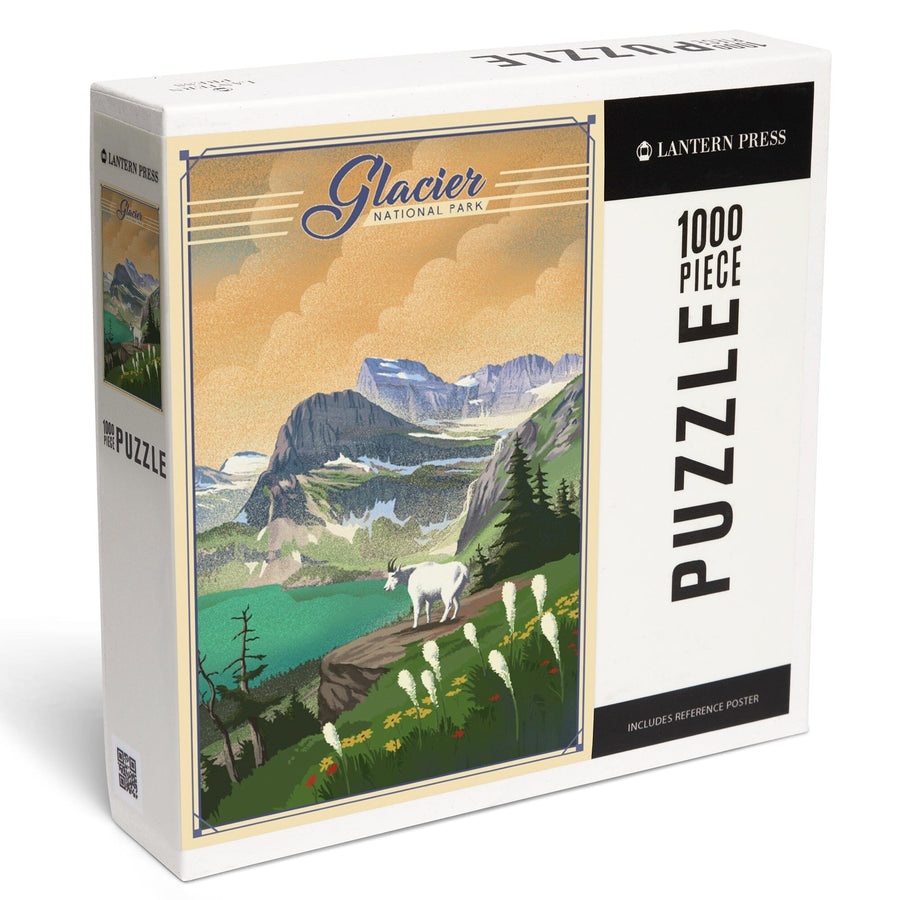 Glacier National Park, Lithograph, Jigsaw Puzzle Puzzle Lantern Press 