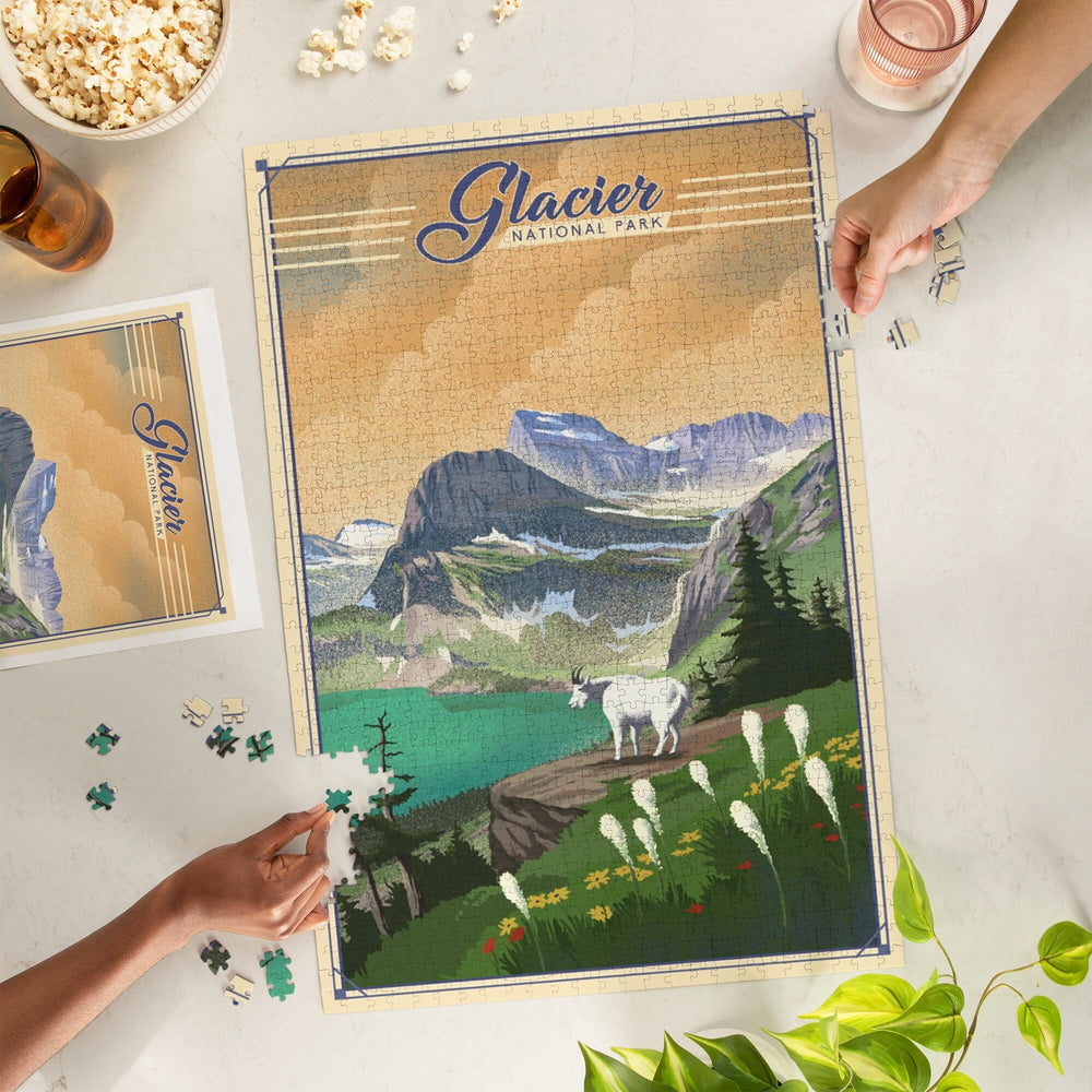 Glacier National Park, Lithograph, Jigsaw Puzzle Puzzle Lantern Press 