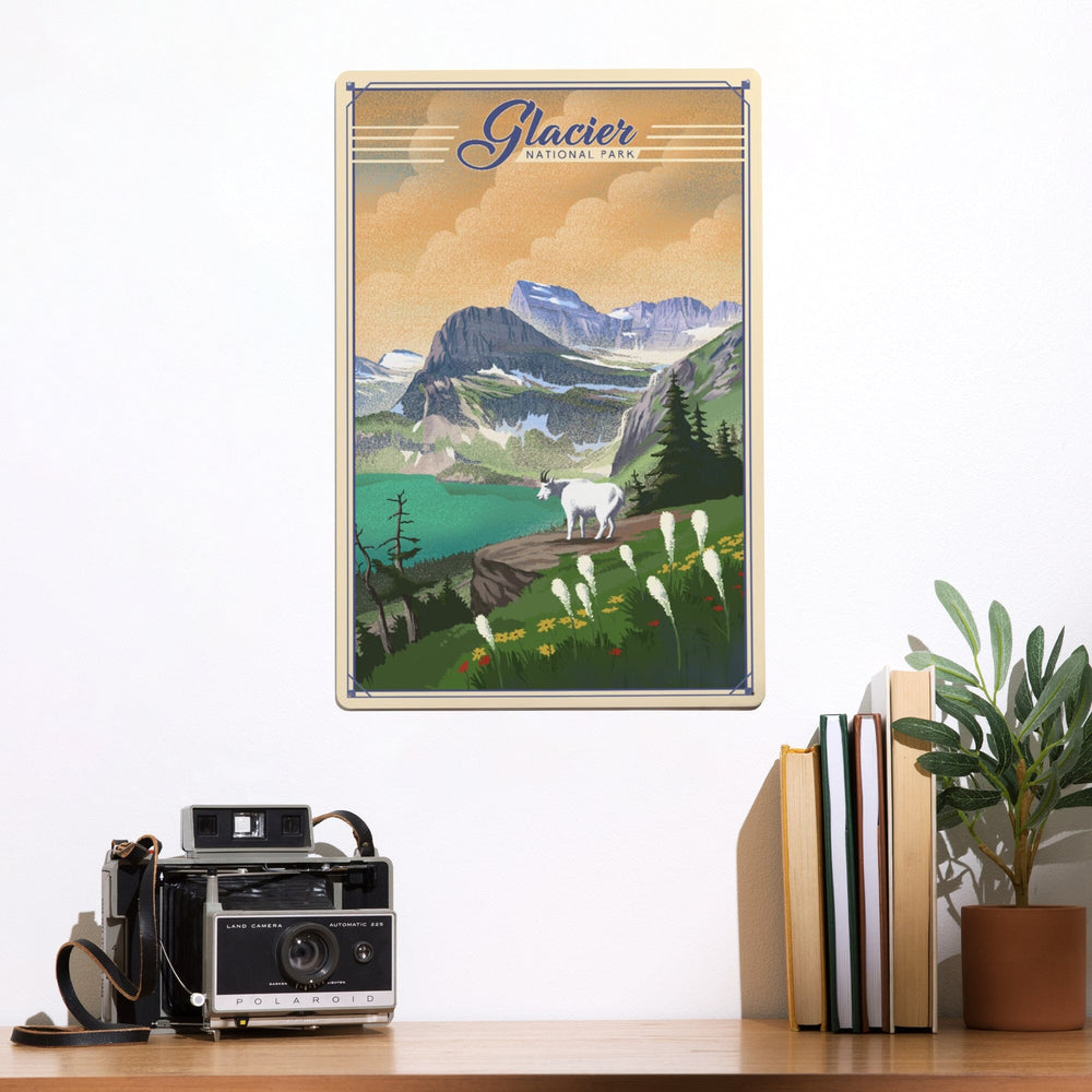 Glacier National Park, Lithograph, Metal Signs Metal Lantern Press 