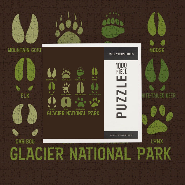 Glacier National Park, Montana, Animal Tracks, Jigsaw Puzzle Puzzle Lantern Press 