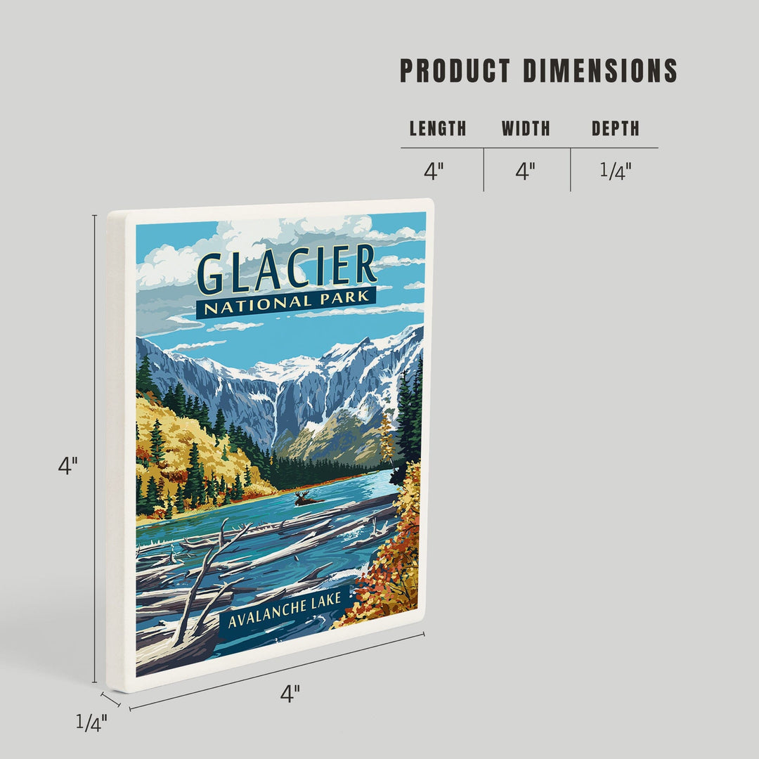 Glacier National Park, Montana, Avalanche Lake, Coasters Coasters Lantern Press 