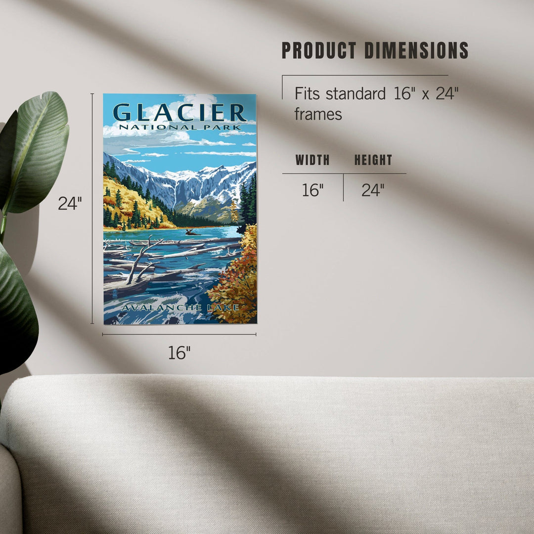Glacier National Park, Montana, Avalanche Lake Illustration, Art & Giclee Prints Art Lantern Press 